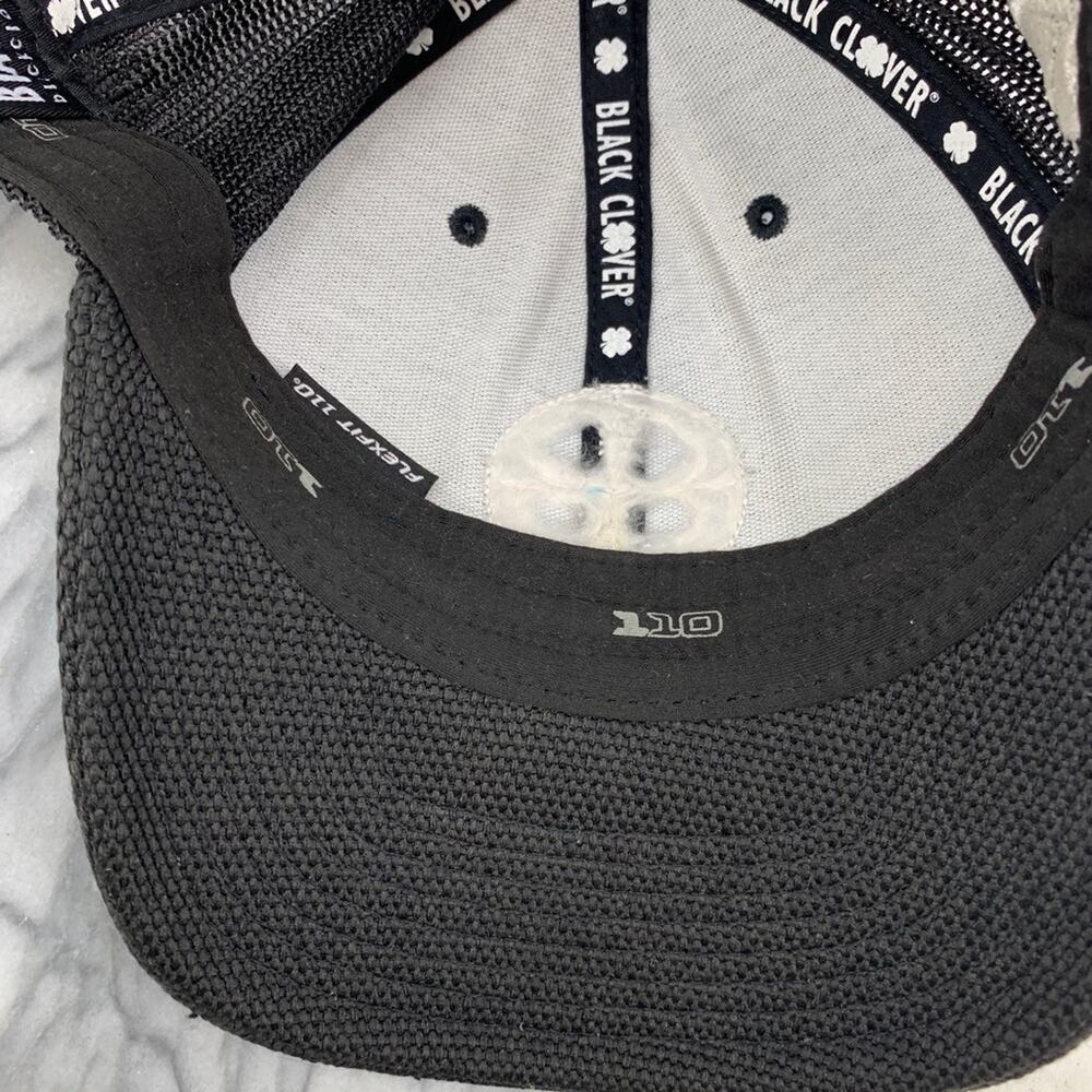 Black Clover Hat Mens Snapback Black Flexfit Tech 110 Mesh Back Biltmore Logo - Picture 8 of 13